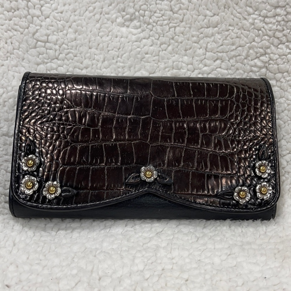 Brighton brown black wallet/clutch with silver